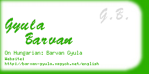 gyula barvan business card